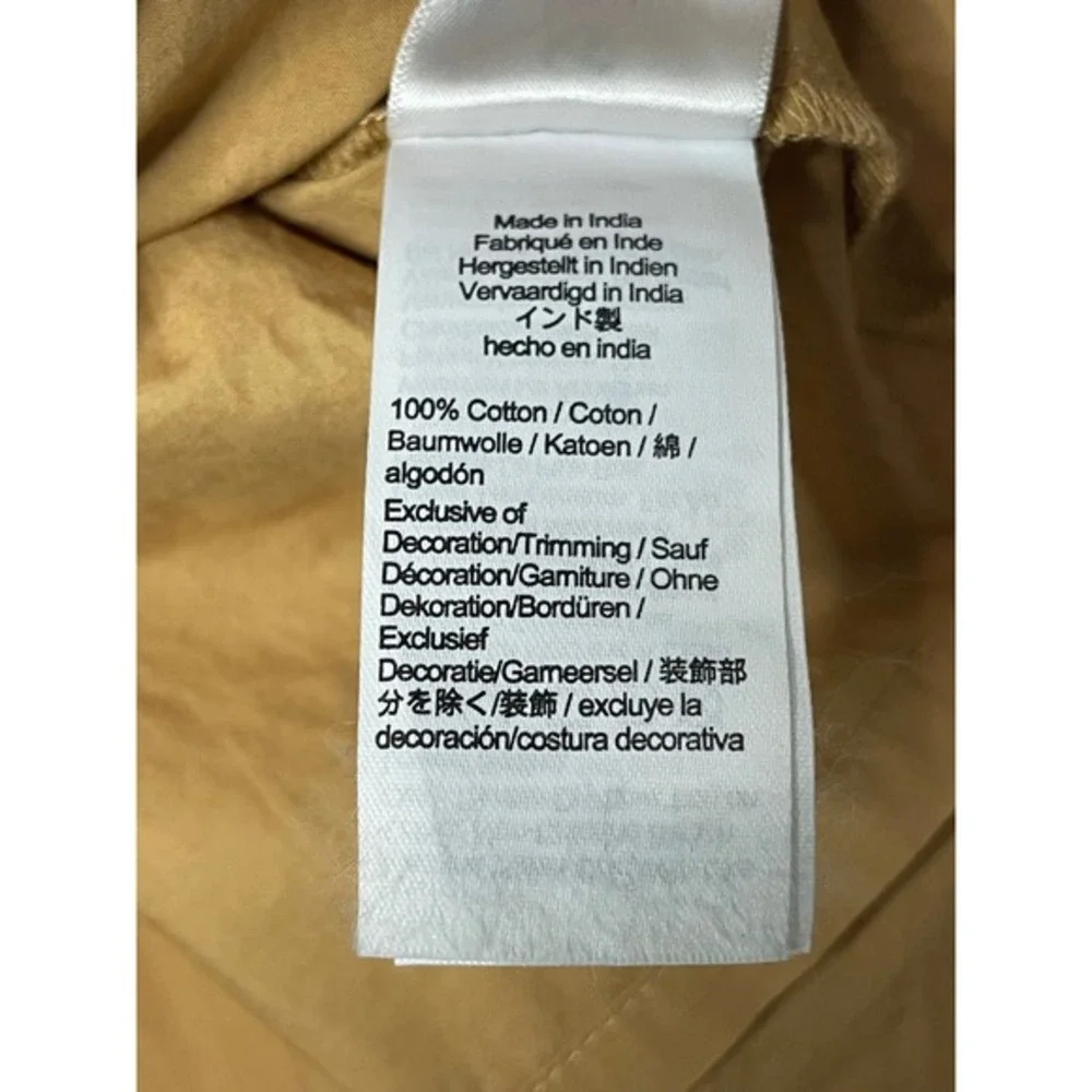 J. Crew‎ Square Neck Smocked Peplum Long Sleeve Top Camel Tan XS